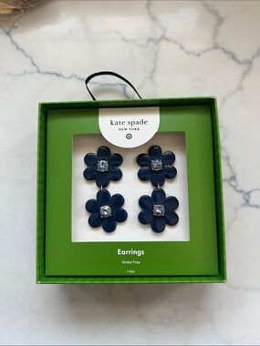 kate spade New York Navy Floral Double-Drop Earrings